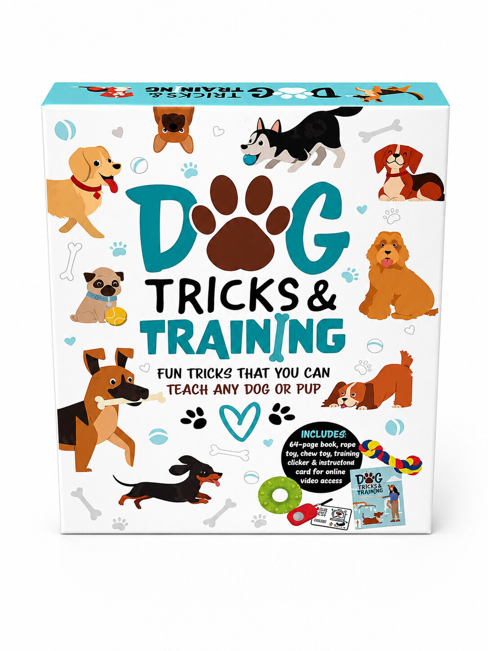 Dog Tricks & Training Kit Book Toys Clicker Puppy Training Set New Open Box